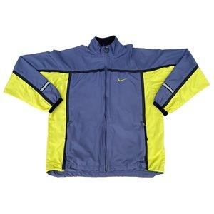 Vintage 90s Nike Windbreaker Green Yellow Grey Zip Up Jacket